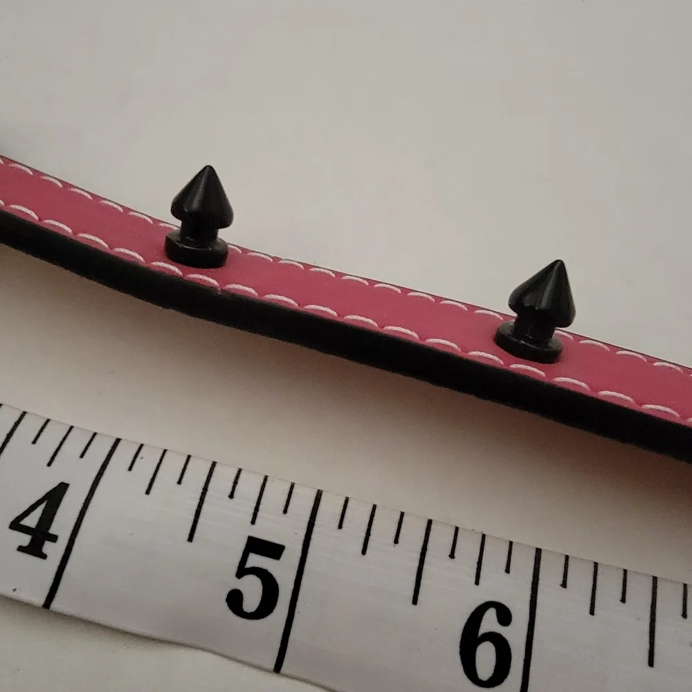 Dog collar Pink Studded faux leather